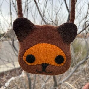 Brown Bear Felt Shoulder Bag
